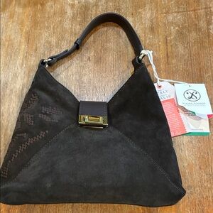 Divina Firenze Italian Brown Suede small Bag with shoulder strap NWT